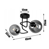 plafondlamp industrieel zwart met smoke glas woonkamer