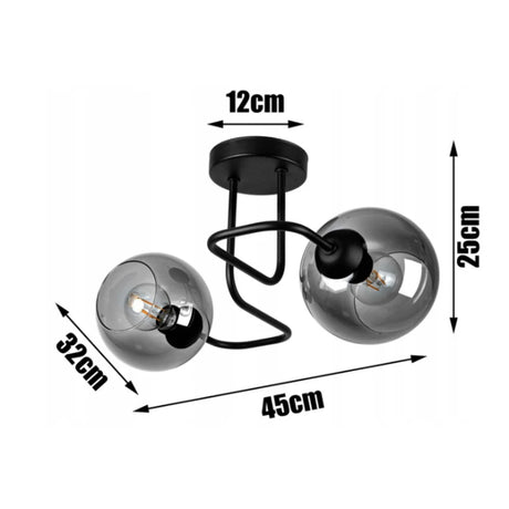 plafondlamp industrieel zwart met smoke glas woonkamer