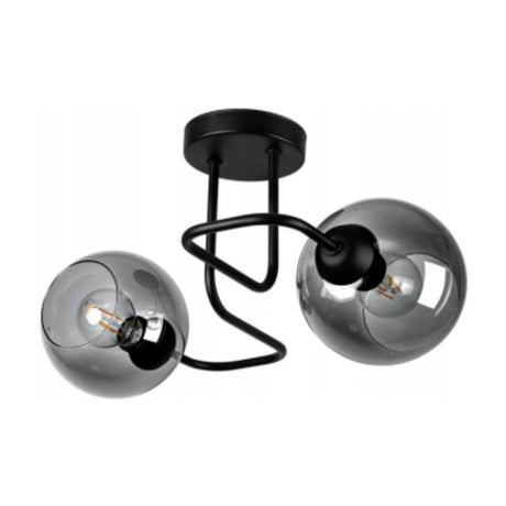 plafondlamp industrieel zwart met smoke glas woonkamer