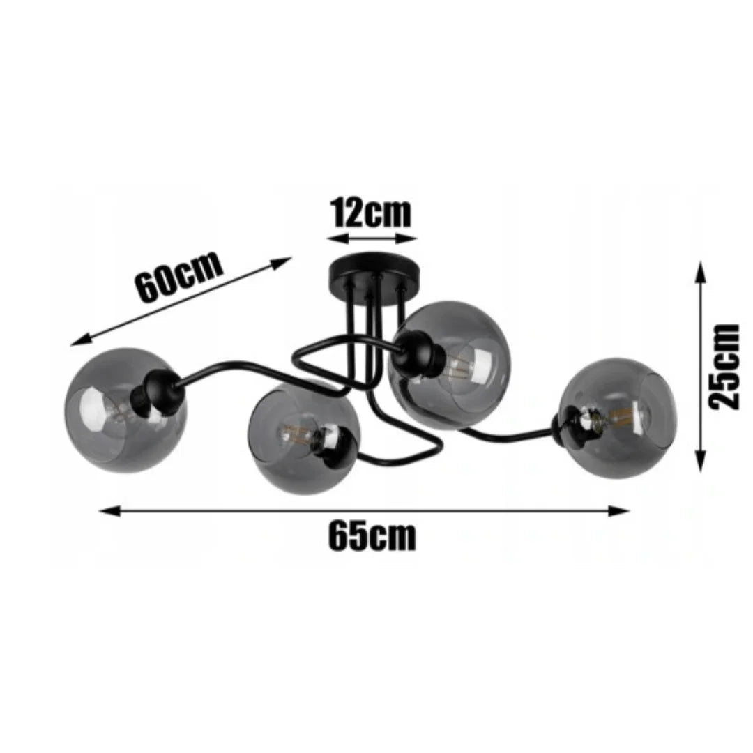 plafondlamp industrieel rookglas zwart woonkamer