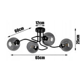 plafondlamp industrieel rookglas zwart woonkamer