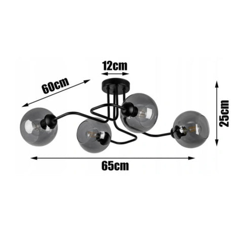 plafondlamp industrieel rookglas zwart woonkamer