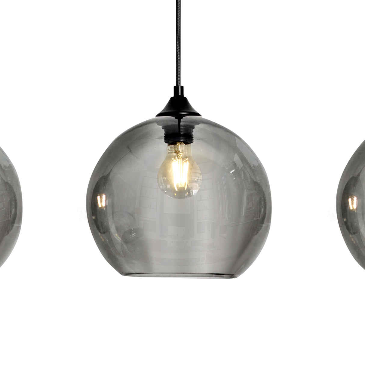 Hanglamp Zwart met Smoke Glas – 4-Lichts Langwerpig | Xavi