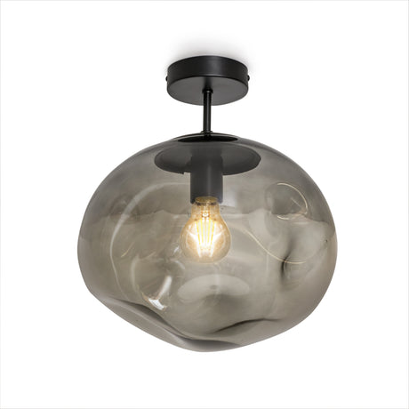 Glazen Plafondlamp Zwart met Smoke glas – Marly