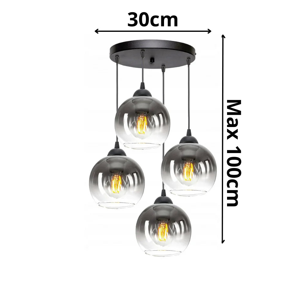 4 lichts glazen hanglamp industrieel woonkamer Fade