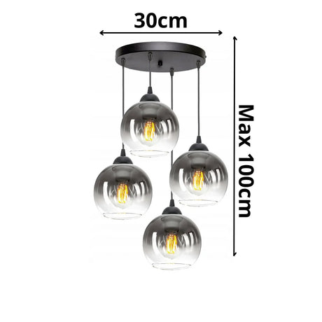 4 lichts glazen hanglamp industrieel woonkamer Fade
