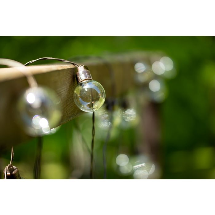 Solcelledrevet LED-kuglekæde 7,5 m – varmt hvidt lys (3000K) | Solcelledrevet havebelysning