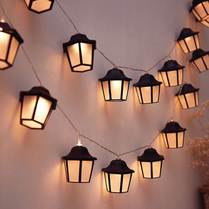 10x LED-lanterner – 3,8m – Varm hvid 3000K – Dekorative og vejrbestandige