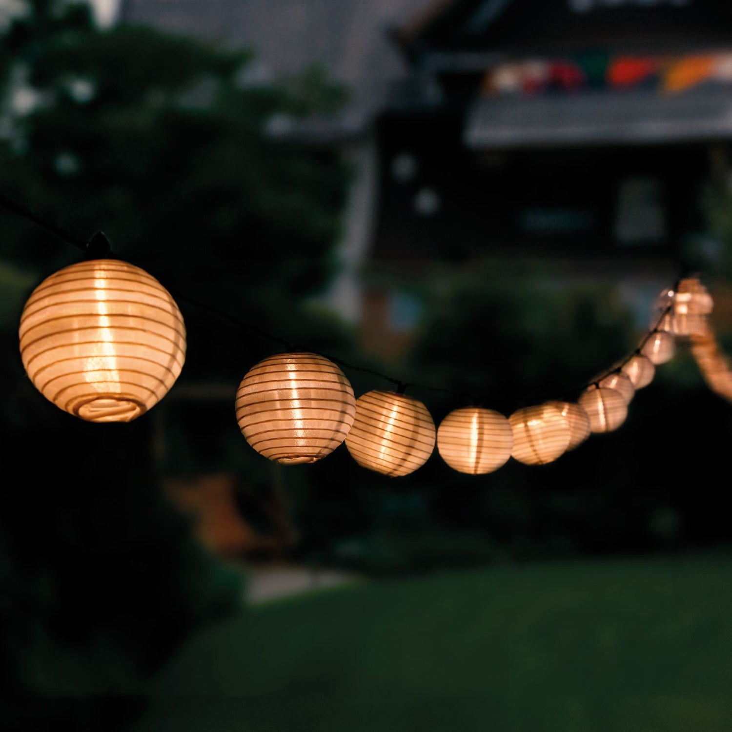 Solcelledrevet havelyskæde – 20 LED-lanterner – 7,59 m – varm hvid 3000K