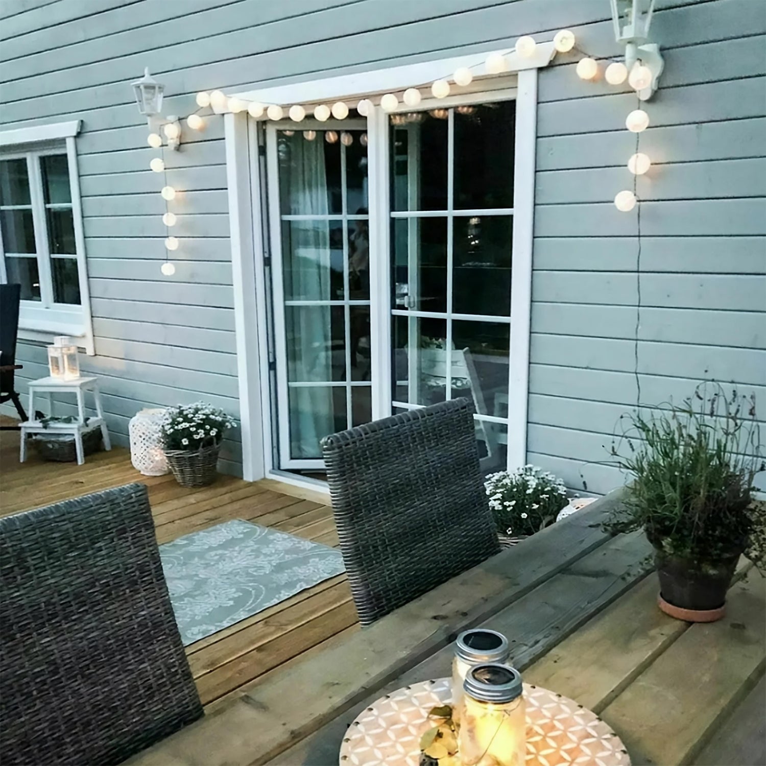 Solcelledrevet havelyskæde – 20 LED-lanterner – 7,59 m – varm hvid 3000K