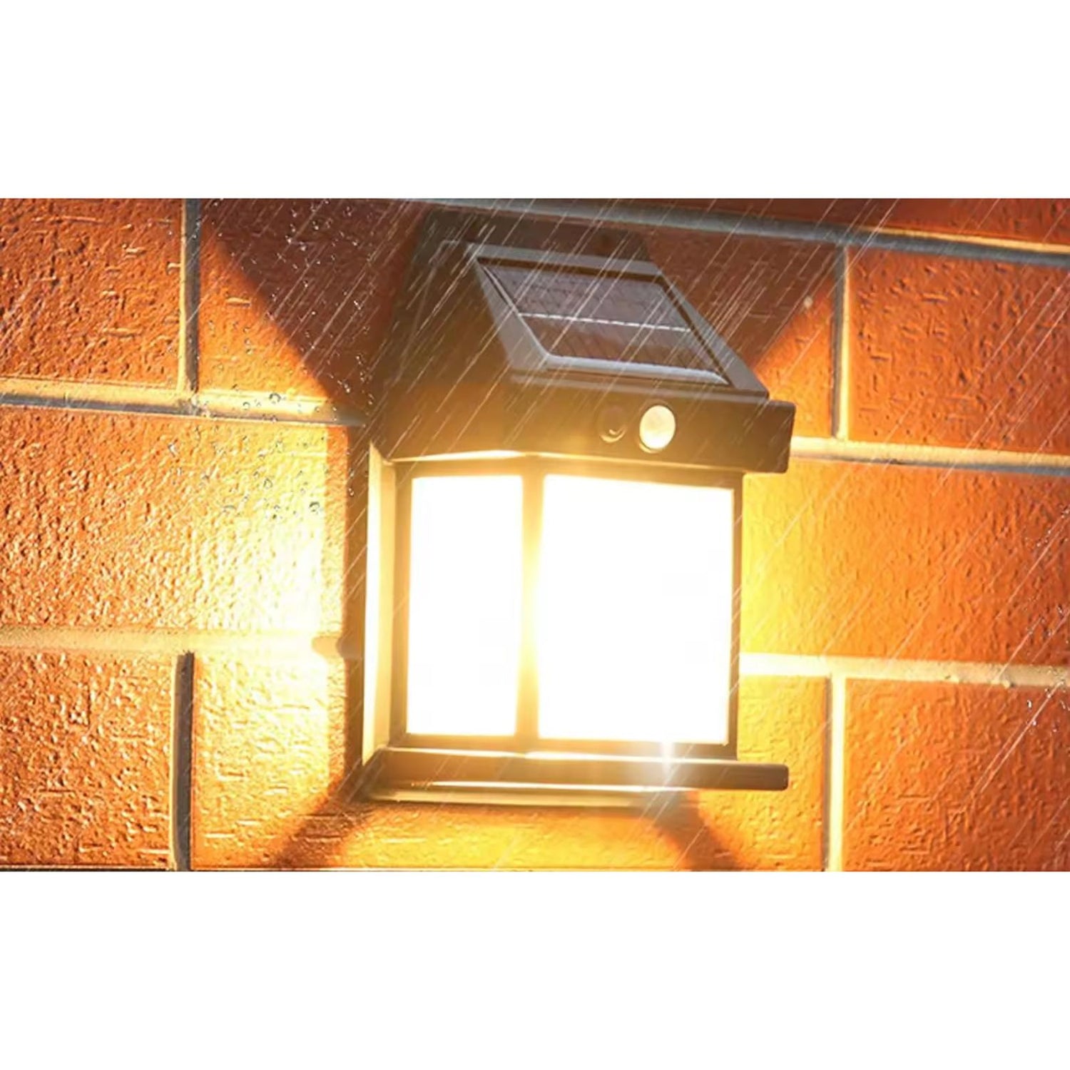 Solcelledrevet LED-væglampe – Facadelampe 3000K, IP44 med bevægelses- og skumringssensor