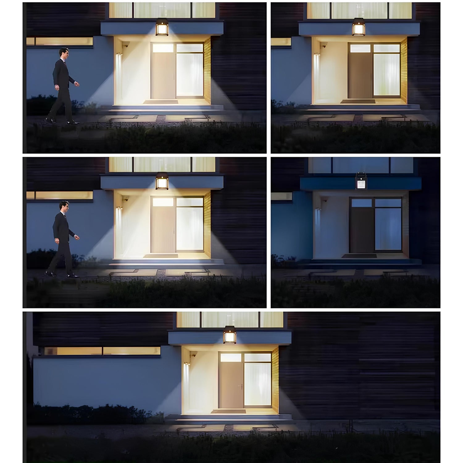 Solcelledrevet LED-væglampe – Facadelampe 3000K, IP44 med bevægelses- og skumringssensor