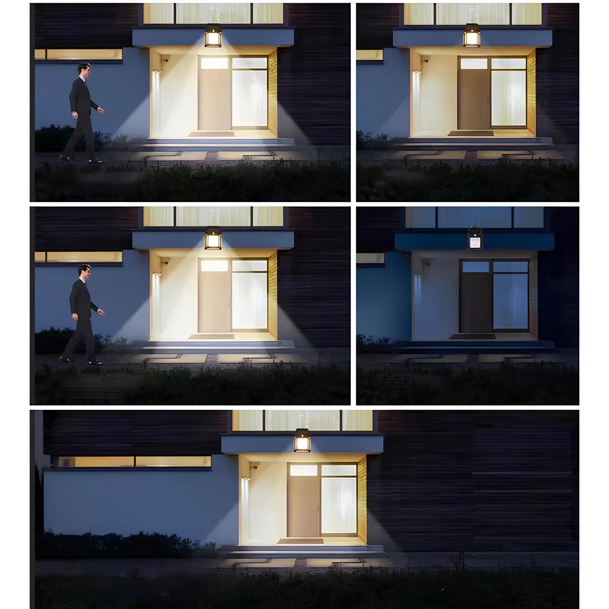 Solcelledrevet LED-væglampe – Facadelampe 3000K, IP44 med bevægelses- og skumringssensor