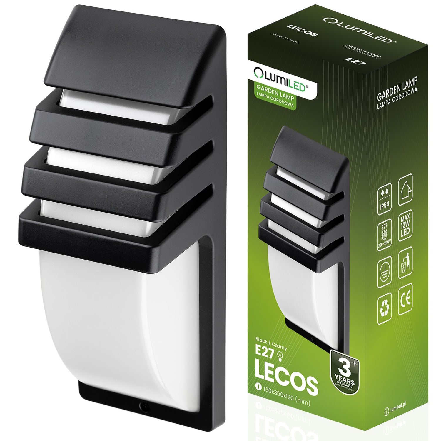 LED havevæglampe 35 cm – facadebelysning med E27-fatning