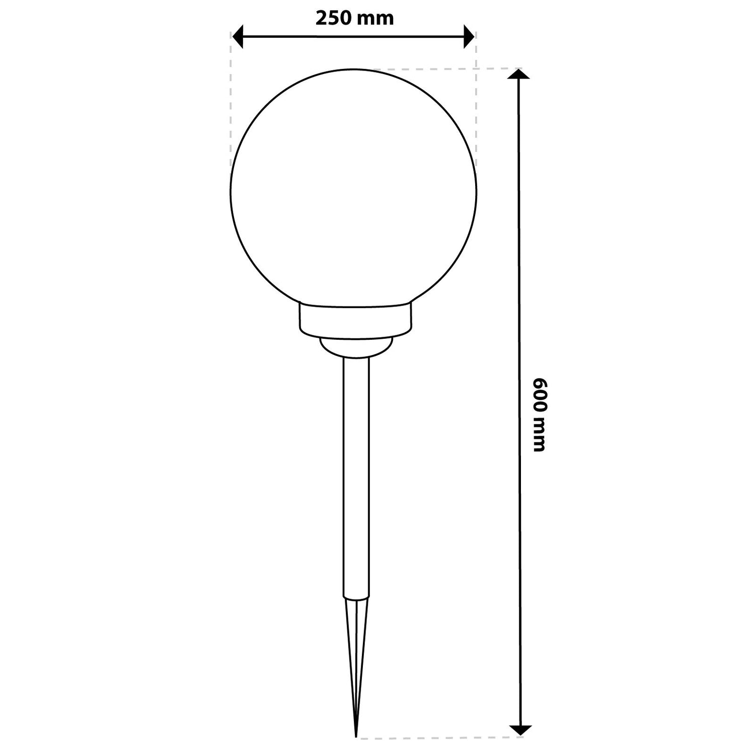 Solcelledrevet LED-havelampe – Hvid kugle 25 cm – Jordmontering – Farvet