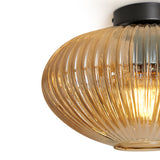 Design Loftlampe Rund Ravfarvet Glas - Amelie