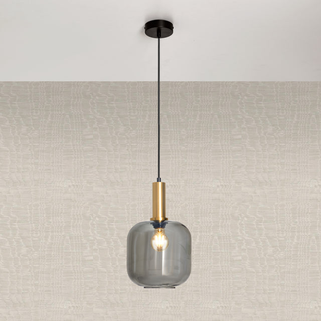Design Hanglamp Messing met Smoke Glas
