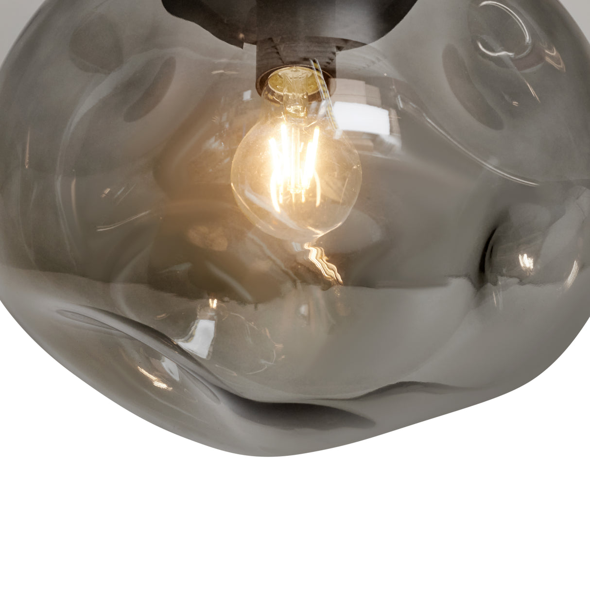 Glazen Plafondlamp Zwart met Smoke glas – Marly