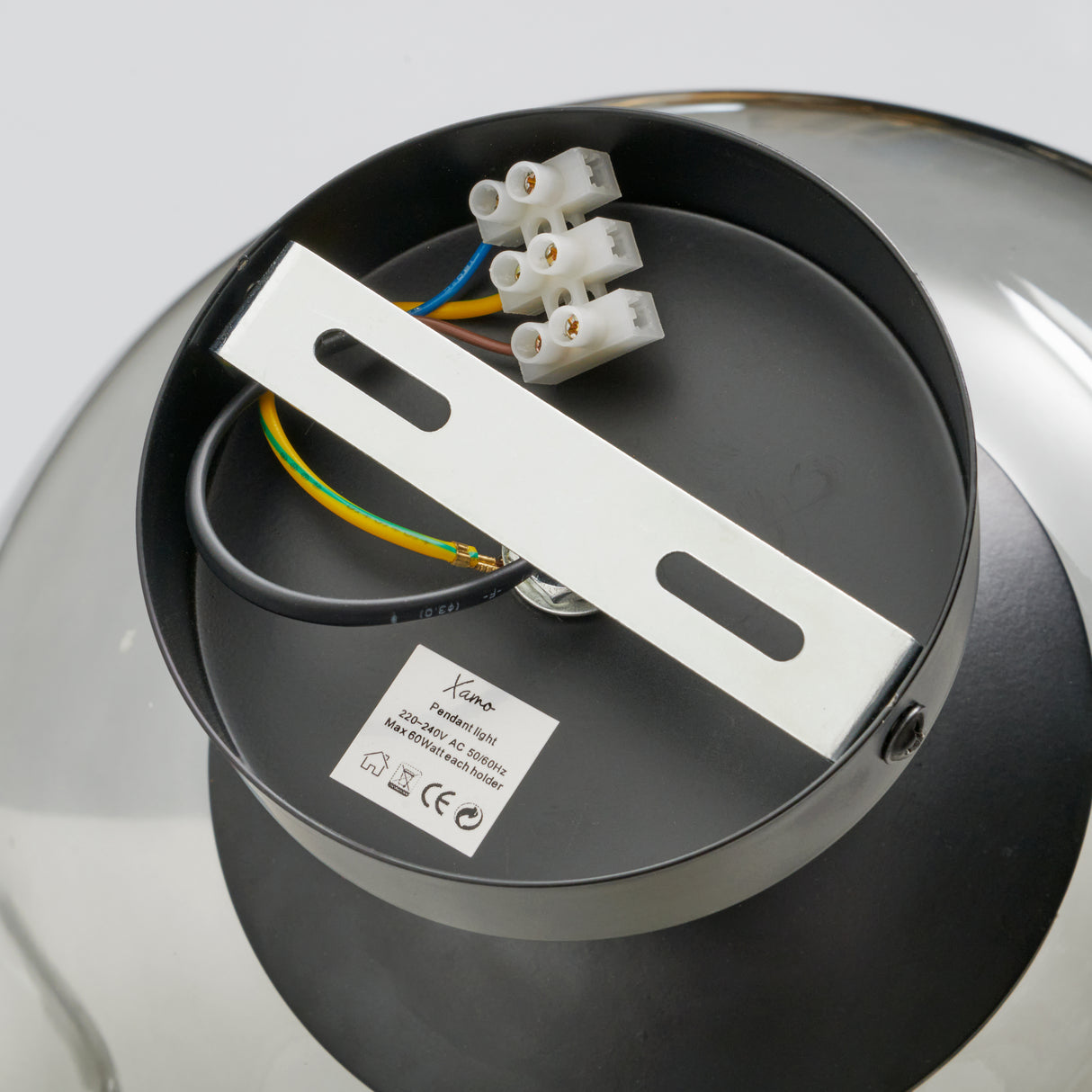 Glazen Plafondlamp Zwart met Smoke glas – Marly