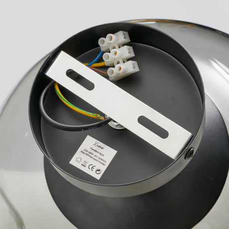 Glazen Plafondlamp Zwart met Smoke glas – Marly