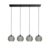 Hanglamp Zwart met Smoke Glas – 4-Lichts Langwerpig | Xavi
