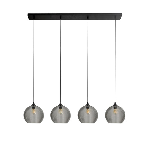 Hanglamp Zwart met Smoke Glas – 4-Lichts Langwerpig | Xavi
