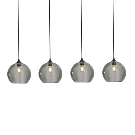 Hanglamp Zwart met Smoke Glas – 4-Lichts Langwerpig | Xavi