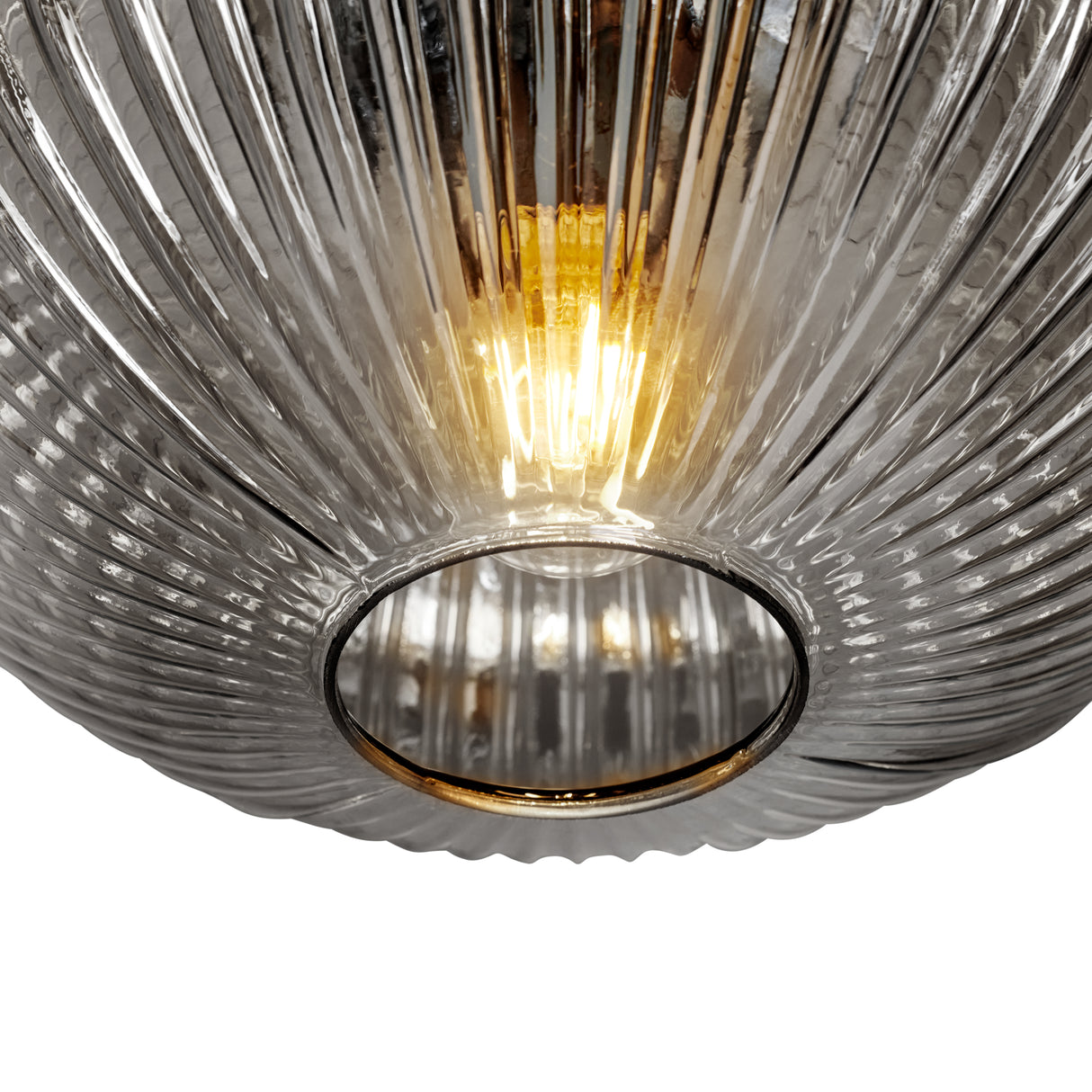 Design Loftlampe Rund Røget Glas -
