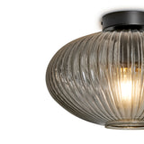 Design Loftlampe Rund Røget Glas -