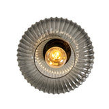 Rund loftlampe i ravfarvet glas - messing