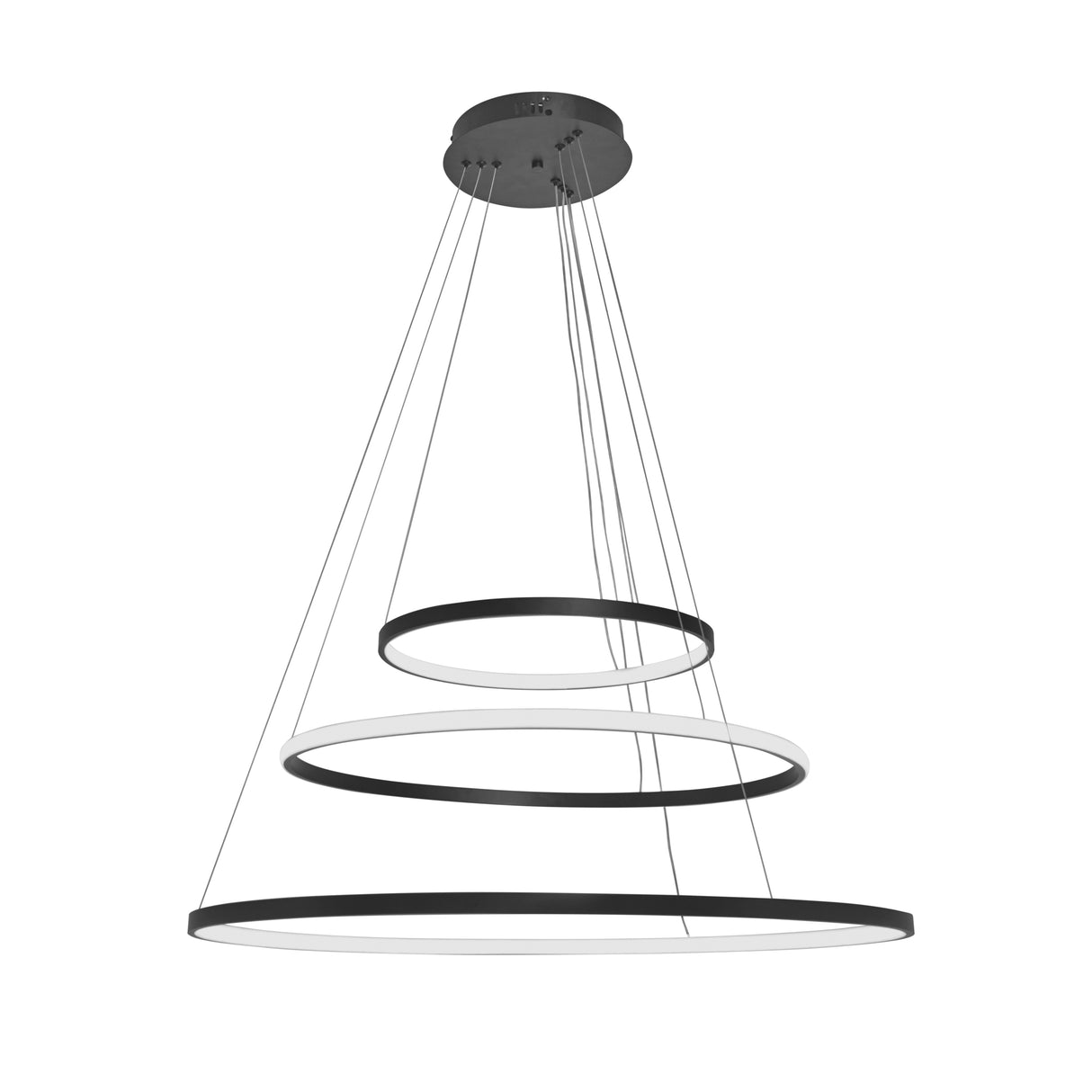 Design Hængelampe Sort - LED 3 farver - Tre ringe - Justerbar i højden - Spisestue - Stue