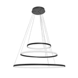 Design Hængelampe Sort - LED 3 farver - Tre ringe - Justerbar i højden - Spisestue - Stue