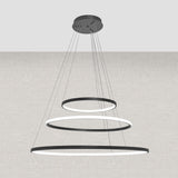 Design Hængelampe Sort - LED 3 farver - Tre ringe - Justerbar i højden - Spisestue - Stue