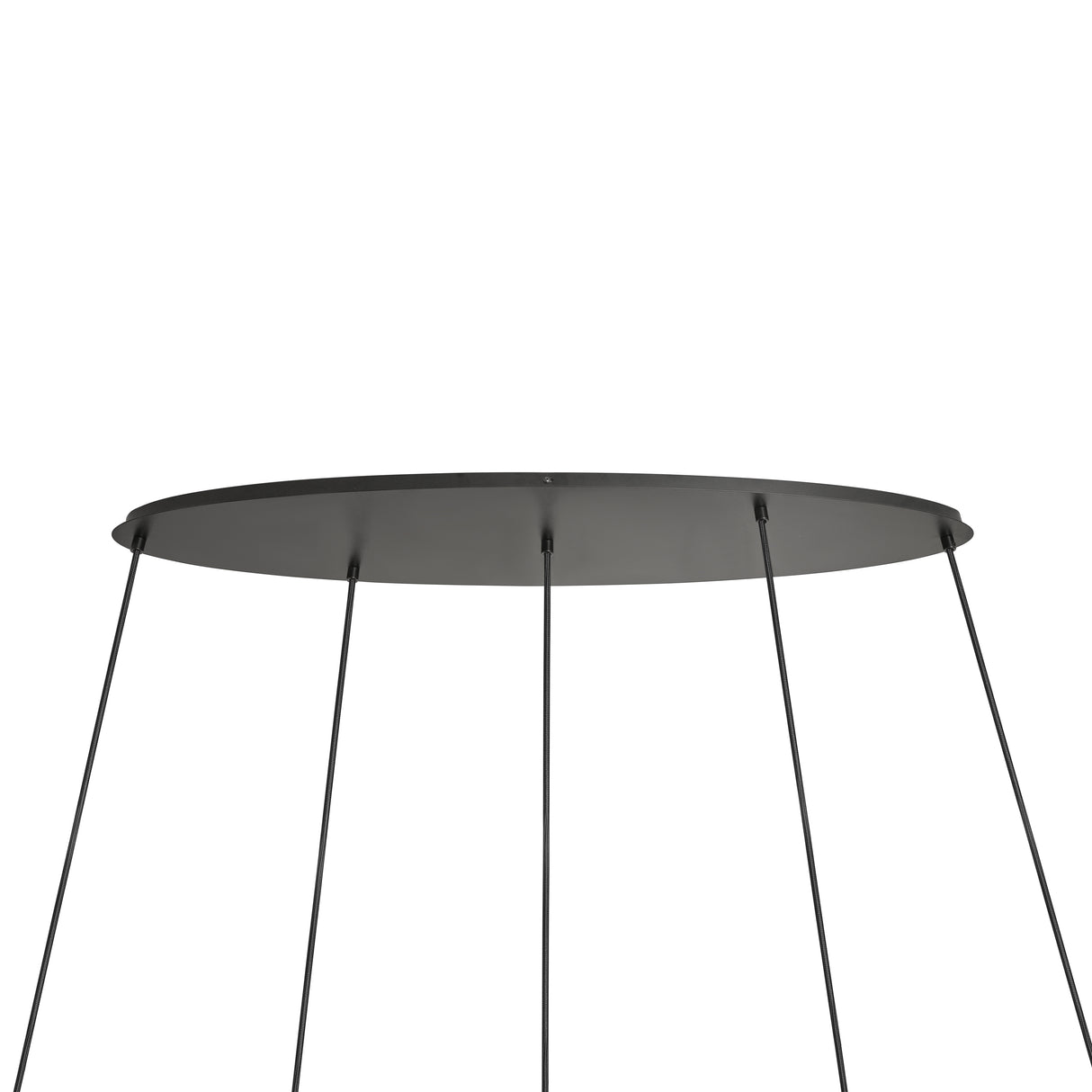 Oval pendellampe – sort med gulddetaljer og røget glas, 5-lampe