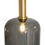 Oval pendellampe – sort med gulddetaljer og røget glas, 5-lampe