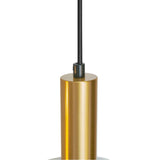 Oval pendellampe – sort med gulddetaljer og røget glas, 5-lampe