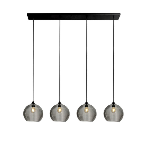 Hanglamp Zwart met Smoke Glas – 4-Lichts Langwerpig | Xavi